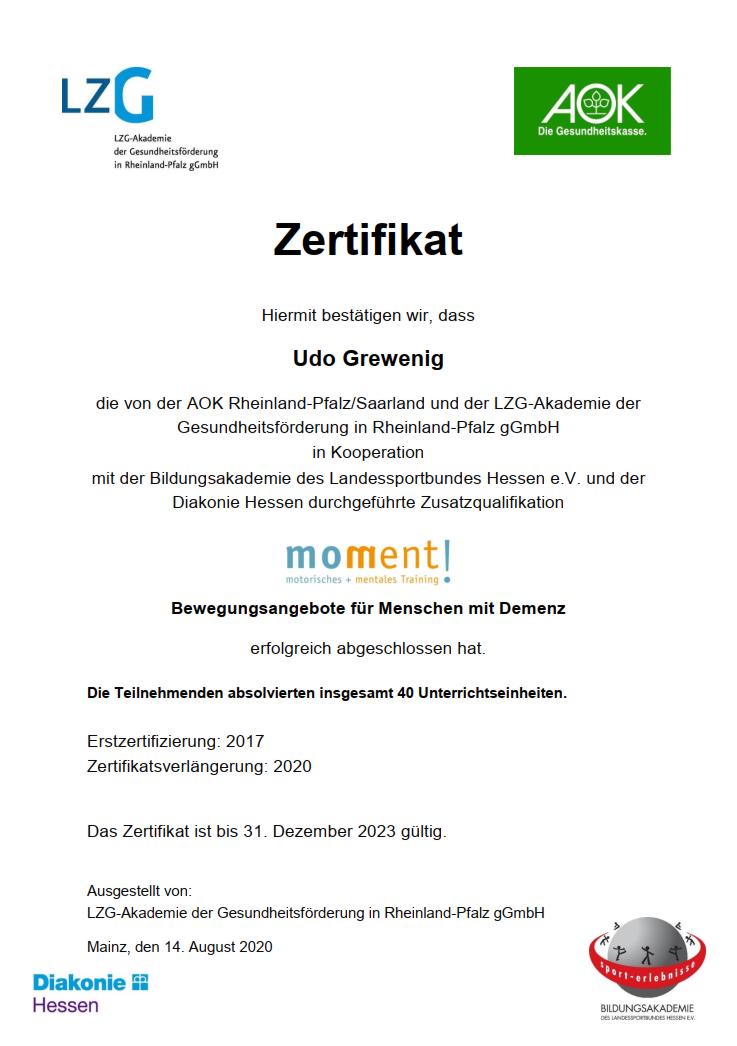 Bewegungsangebote für Menschen mit Demenz Bewegungsangebote für Menschen mit Demenz